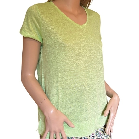 J. Jill Love Linen 100% V-Neck Top Tee Tank Shirt Lime Mint Green XSP-S - Picture 5 of 16